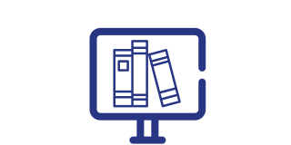 Icon eines Computers mit Büchern